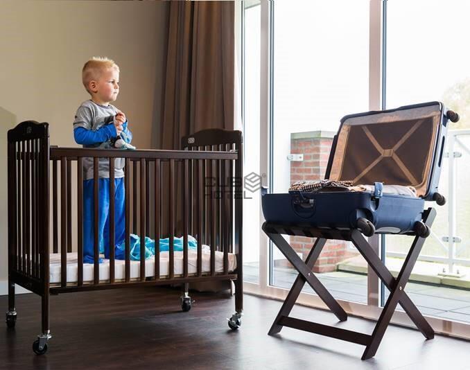 Dark Mahogany Folding Hotel Crib Bed